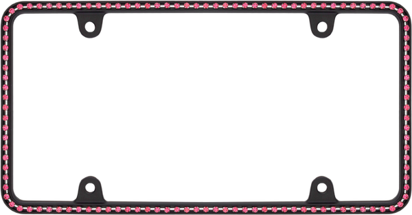 Diamondesque Matte Black /  Hot Pink Crystals License Plate Frame