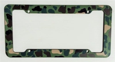 Green Camouflage License Plate Frame Plastic