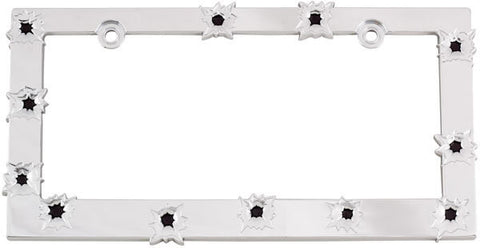 Bullet Hole Chrome Plated License Plate Frame