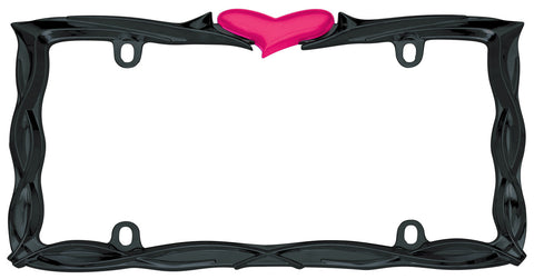 Tribal Heart Black Chrome Plated License Plate Frame