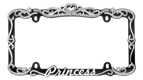 Princess Chrome/Black License Plate Frame