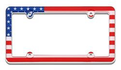 USA Flag Chrome Plated License Plate Frame Plastic