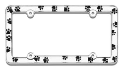 Paws Chrome Plated Plastic License Plate Frame