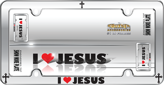 I Love Jesus Chrome Plated License Plate Frame Plastic