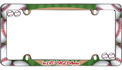 Live Baseball Chrome Plated License Plate Frame Plastic