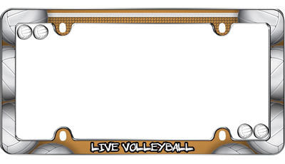 Live Volleyball Chrome Plated License Plate Frame Plastic