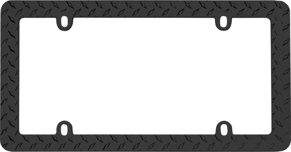 Diamond Plate, Matte Black Chrome Plated License Plate Frame