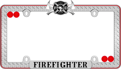 Firefighter, Chrome/Black/Red License Plate Frame