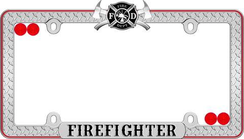 Firefighter, Chrome/Black/Red License Plate Frame