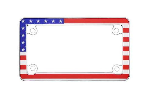 Motorcycle USA Flag  Chrome Plated License Plate Frame Plastic