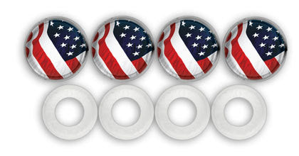 License Plate Frame Screw Covers - USA Flag