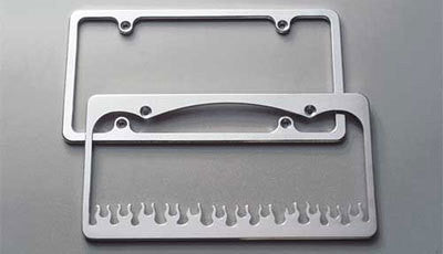Flame License Plate Frame Polished
