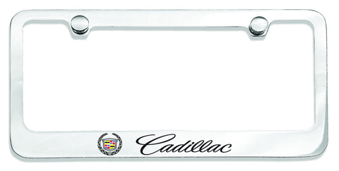 Chrome Cadillac with Crest Logo License Plate Frame