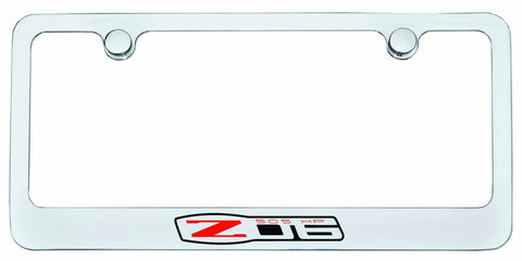 Chrome Chevrolet Corvette Z06 505HP Logo License Plate Frame