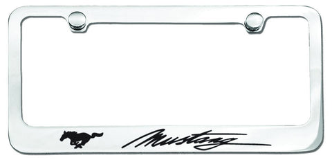 Chrome Ford Mustang Script with Logo License Plate Frame