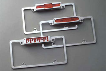 Plain License Plate Frame with Oval Brushed