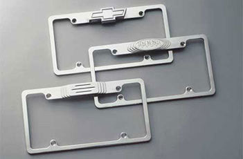 Plain License Plate Frame w/Ball-Malled Tag Light Brushed