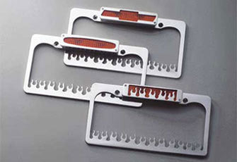 Flame License Plate Frame with Bow Tie and Tag lights Polished