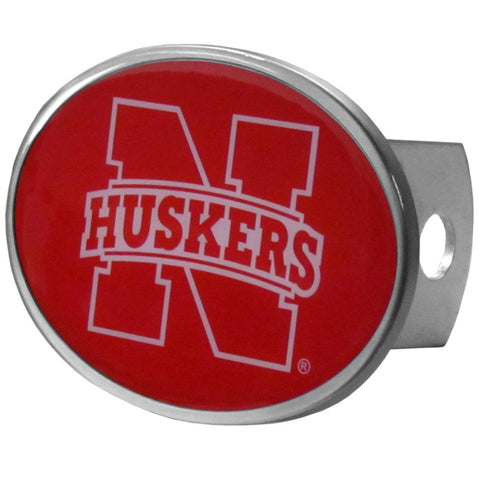 Nebraska Cornhuskers Oval Metal Hitch Cover Class II and III