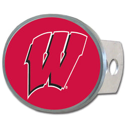 Wisconsin Badgers Oval Metal Hitch Cover Class II and III