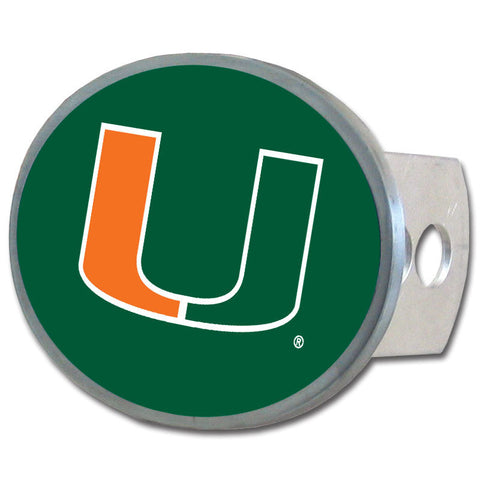 Miami Hurricanes Oval Metal Hitch Cover Class II and III