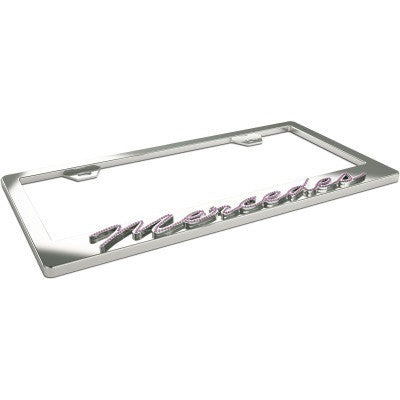 Mercedes Swarovski Chrome License Plate Frame Rose Crystals DISCONTINUED
