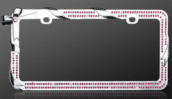 Charming Bow with Sparkling Pink Crystals License Plate Frame