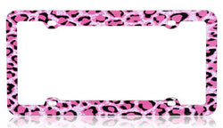 Fun Hot Pink Leopard Skin Print Graphic License Plate Frame