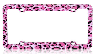 Fun Hot Pink Leopard Skin Print Graphic License Plate Frame