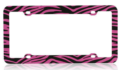 Fun Hot Pink Zebra Skin Print Graphic License Plate Frame