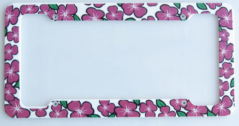 Aloha Pink Plumeria License Plate Frame