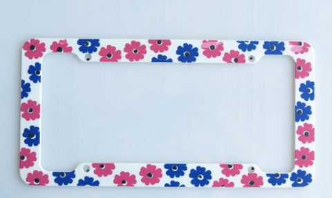 Retro Daisy Pink License Plate Frame